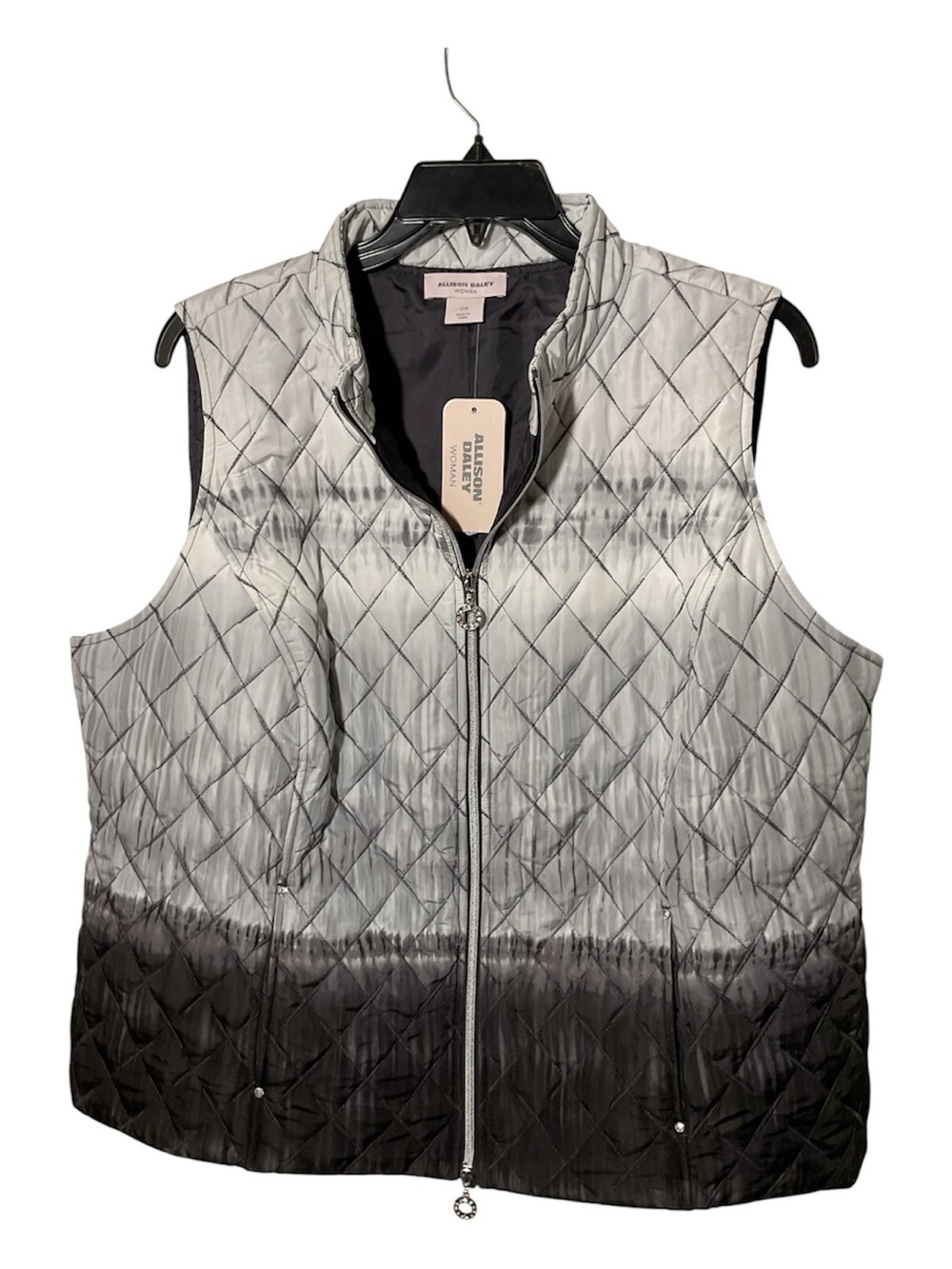 Allison Daley Gray Ombre Quilted Puffer Vest NWT Plus Size 2X